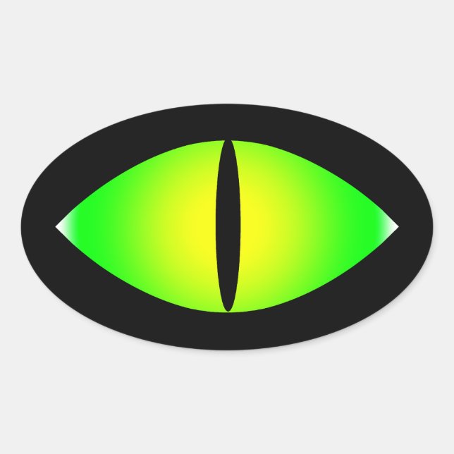 Green Cat Eye Ovaler Aufkleber (Vorderseite)
