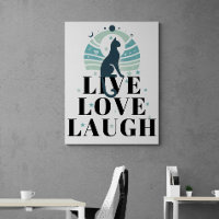 Green Cat Moon and Stars Live Liebe Laugh Positiv