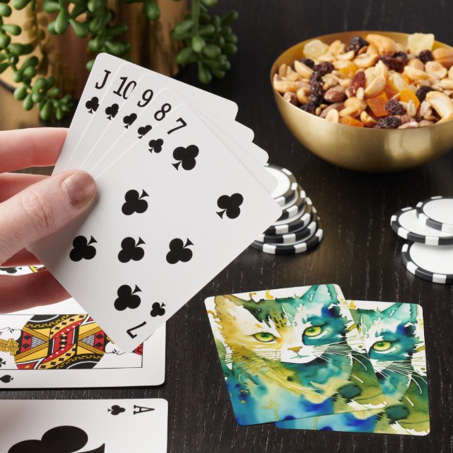 Green Cat Playing Card Spielkarten (In Situ)