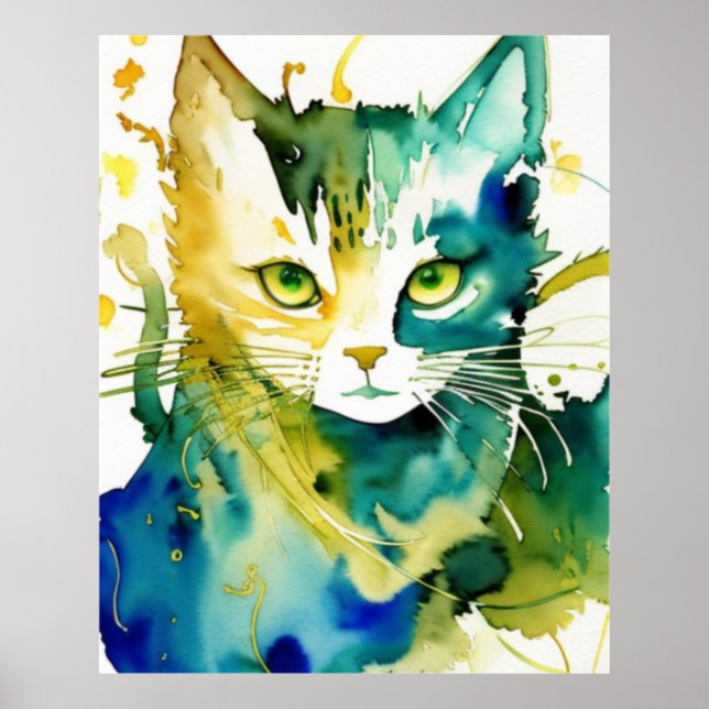 Green Cat Poster (Vorne)