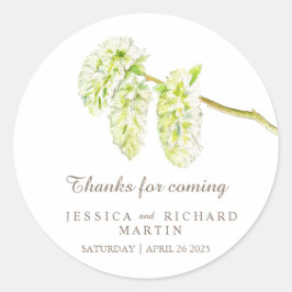 Green catkins spring merci autocollant mariage