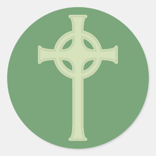 Green Celtic Cross Runder Aufkleber (Vorderseite)