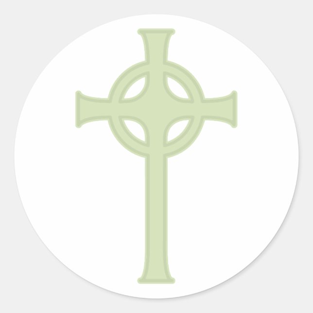Green Celtic Cross Runder Aufkleber (Vorderseite)