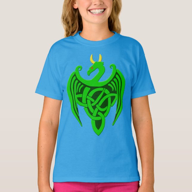 Green Celtic Dragon Child T Shirt (Vorderseite)