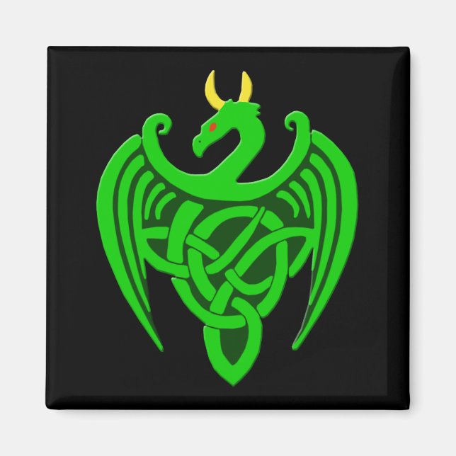 Green Celtic Dragon Magnet (Vorne)