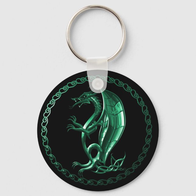 Green Celtic Dragon Schlüsselanhänger (Vorderseite)