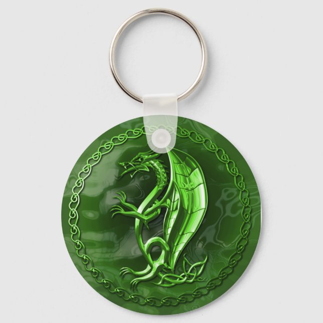 Green Celtic Dragon Schlüsselanhänger (Vorderseite)