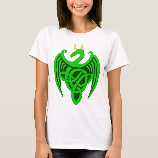 Green Celtic Dragon T Shirt (Vorderseite)