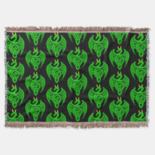 Green Celtic Dragon Throw Blanket Decke