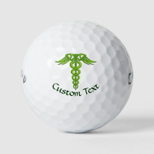 Green Celtic Knot Caduceus Golfball
