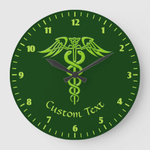 Green Celtic Knot Caduceus Große Wanduhr