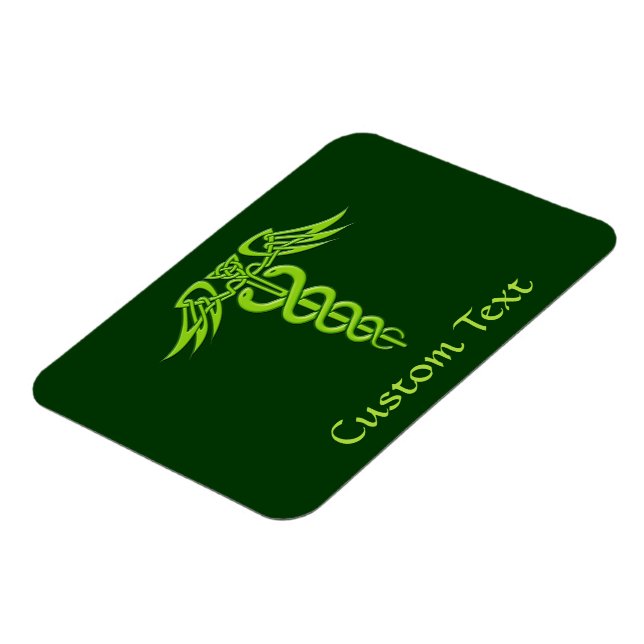 Green Celtic Knot Caduceus Magnet (Linke Seite)
