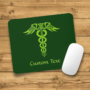 Green Celtic Knot Caduceus Mousepad