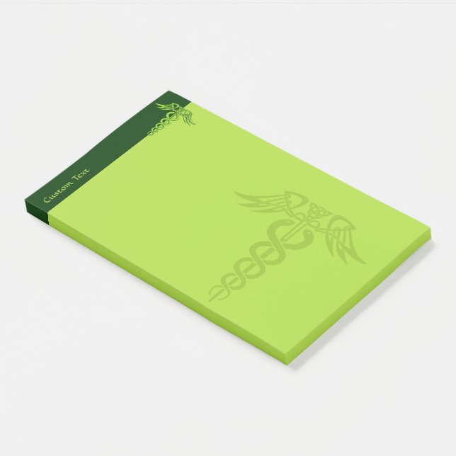 Green Celtic Knot Caduceus Post-it Klebezettel (angewinkelt)