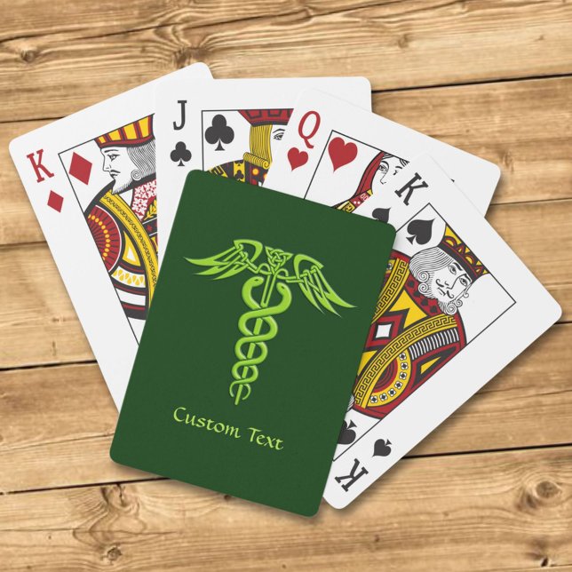 Green Celtic Knot Caduceus Spielkarten (Von Creator hochgeladen)