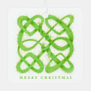 GREEN CELTIC KNOT Metal Square Ornament + Text Aus Metall