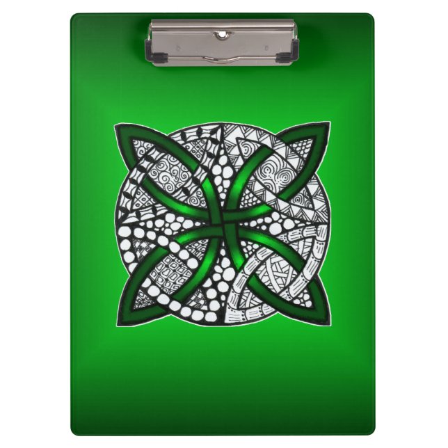 Green Celtic Knot Original Art Klemmbrett (Vorderseite)
