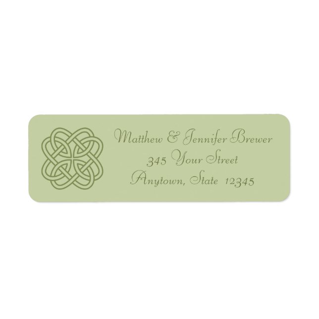 Green Celtic Knot Thin Envelope Address Labels (Vorne)