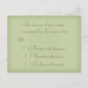 Green Celtic Knot Wedding RSVP Card Karte