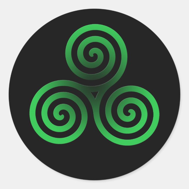 Green Celtic Triskele Runder Aufkleber (Vorderseite)