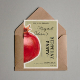 Green Chalk Pomegrane Invitation d'anniversaire