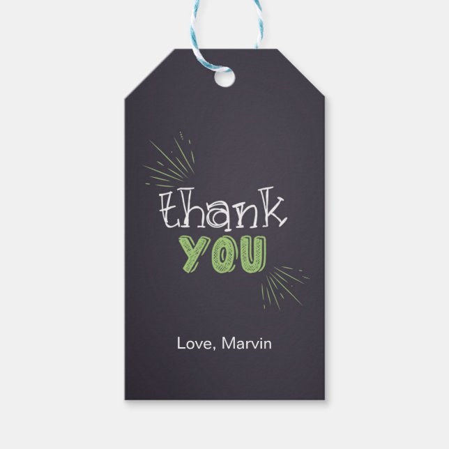 Green Chalkboard Geschenkmarke Geschenkanhänger (Vorderseite)