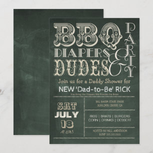 Green Chalkboard GRILLEN Diapers & TYPS Kinderdusc Einladung