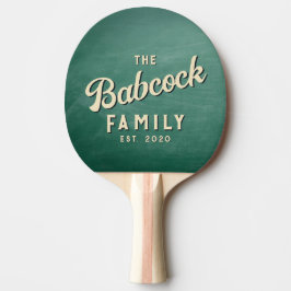 Green Chalkboard Retro Family Name & Year Tischtennis Schläger