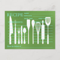 Green Chalkboard Retro Rezept Card Küche Tools