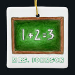 Green Chalkboard Slate Classroom School Teacher Keramikornament<br><div class="desc">Ornament features an original marker illustration of a green classroom chalkboard slate with a simple math equation written in chalk. Just personalize for a unique teacher appreciation or teacher holiday gift. This design is also available on other products. Don't see what you're looking for? Need help with customization? Contact Rebecca...</div>