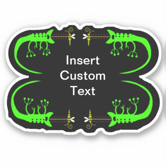 Green Chameleon und Bug Custom Cut Vinyl Sticker (Vorderseite)