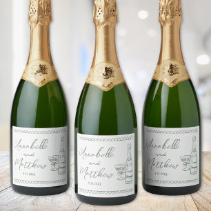 Green Champagne Hand Drawn Wedding