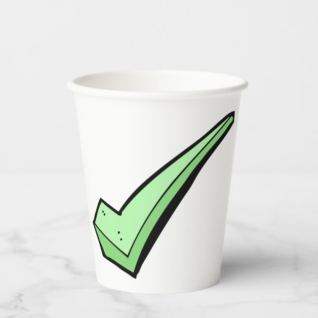 Green Check Mark Tick Symbol Pappbecher (Vorderseite)