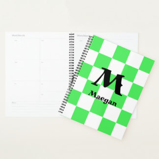 Green Checkered Pattern Background Planner Planer