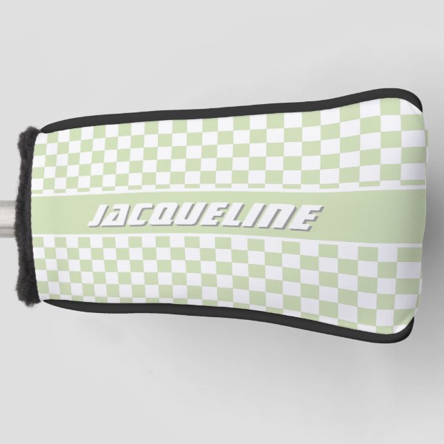 Green Checkered Pattern Golf Headcover (Vorderseite)