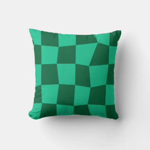 Green Checkered Square Nahtloses Muster Kissen