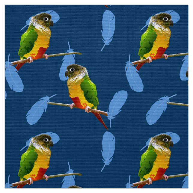 Green Cheek Conure Parakeet Fun Bird Blue Feathers Stoff (Muster)
