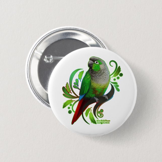 Green Cheeked Conure Button (Vorne & Hinten)