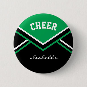 Green Cheerleader Cheerleader Cheer Button