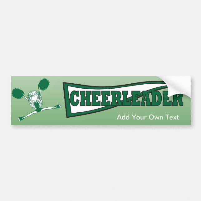 Green Cheerleader Girl Silhouette Autoaufkleber (Vorne)