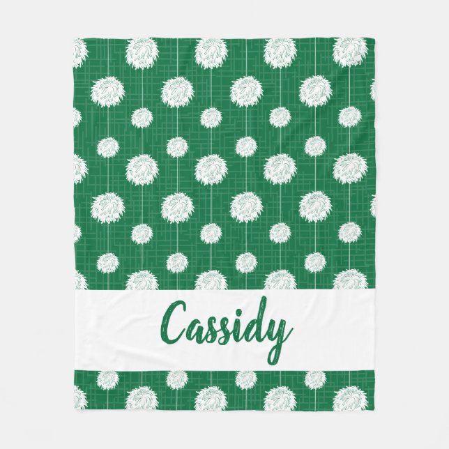 Green Cheerleader Pom Pom Muster Fleecedecke (Vorderseite)