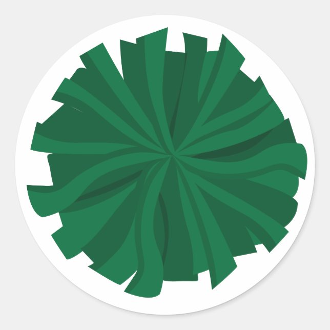 Green Cheerleader Pom Pom Runder Aufkleber (Vorderseite)