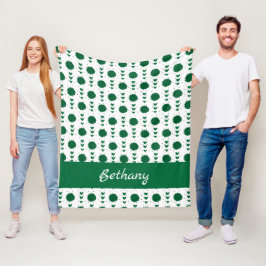 Green Cheerleader Pom Poms & Hearts Muster Fleecedecke