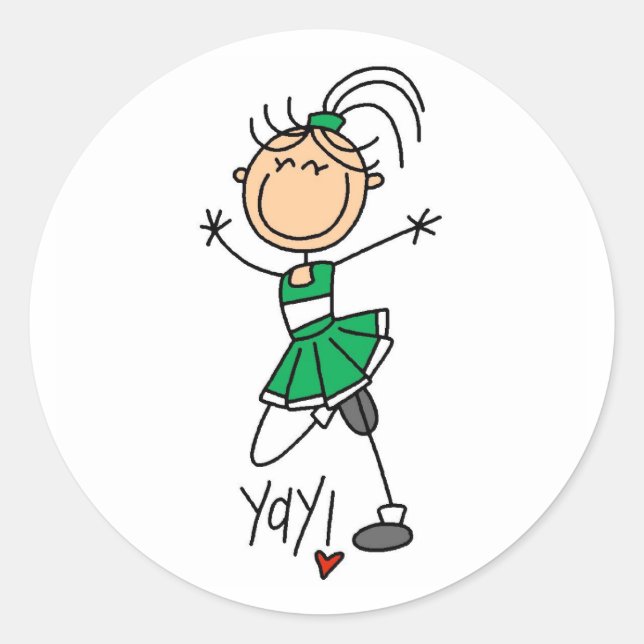 Green Cheerleader Runder Aufkleber (Vorderseite)