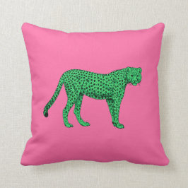 Green Cheetah Throw Kissen