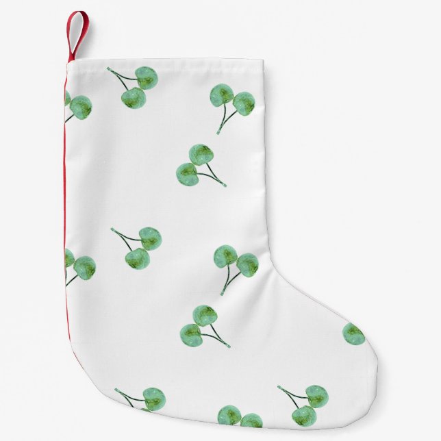 Green Cherry Muster Kleiner Weihnachtsstrumpf (Vorderseite)