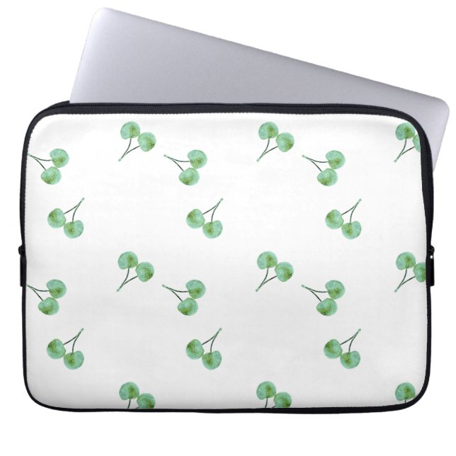 Green Cherry Muster Laptopschutzhülle (Vorderseite)