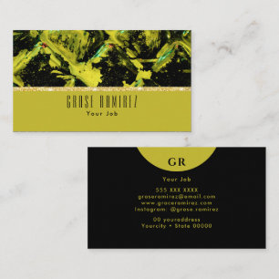 Green   Chic Imitats Gold Glitzer Monogram Visitenkarte