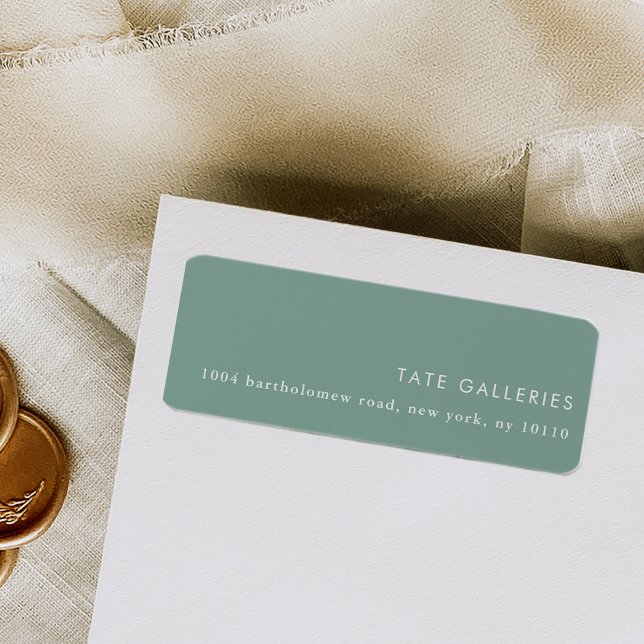 Green Chic Moderne Minimalistische Rücksendeadress (Sage green chic modern minimalist return address labels.)