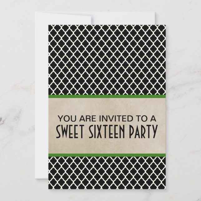 Green Chic Quarto Sweet 16 Einladung (Vorderseite)